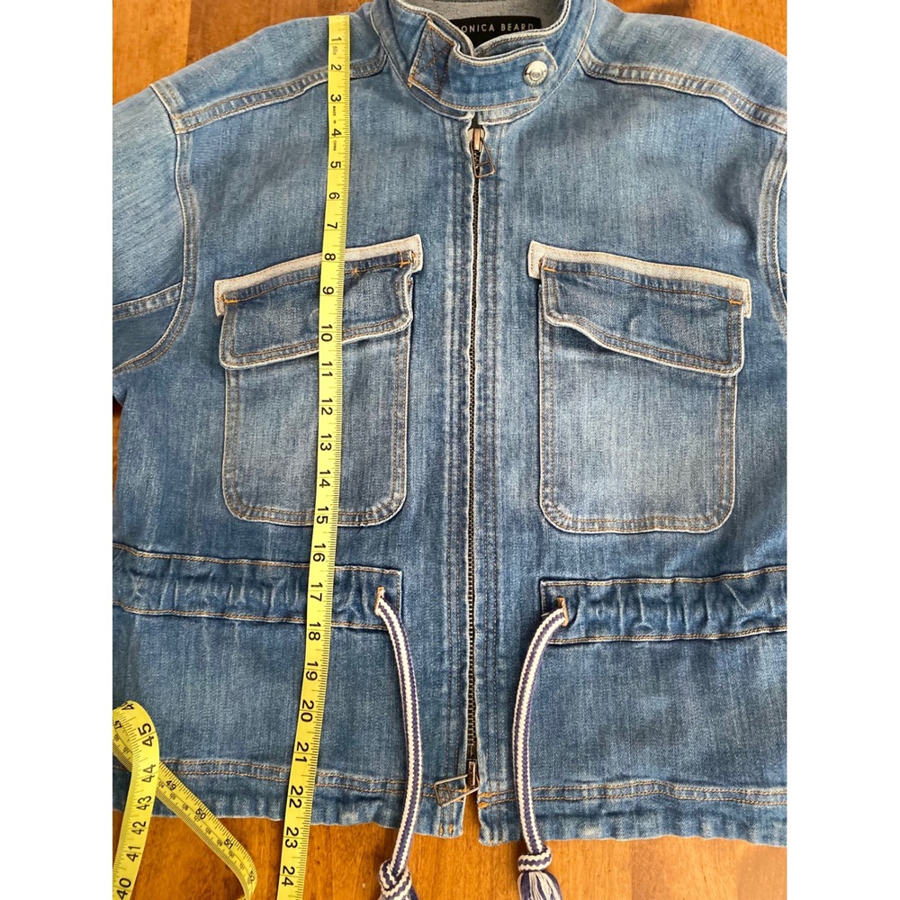 Veronica Beard Roz Drawstring Denim Jacket Astra Wash Blue XS - Picture 14 of 16